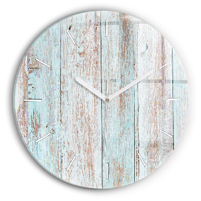 Round glass wall clock Pastel Wood