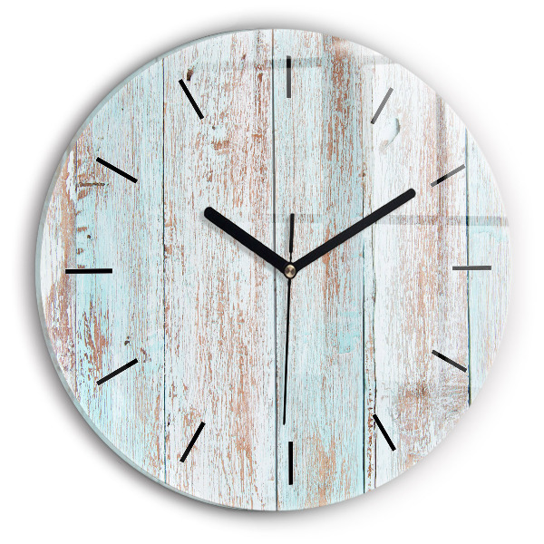 Round glass wall clock Pastel Wood