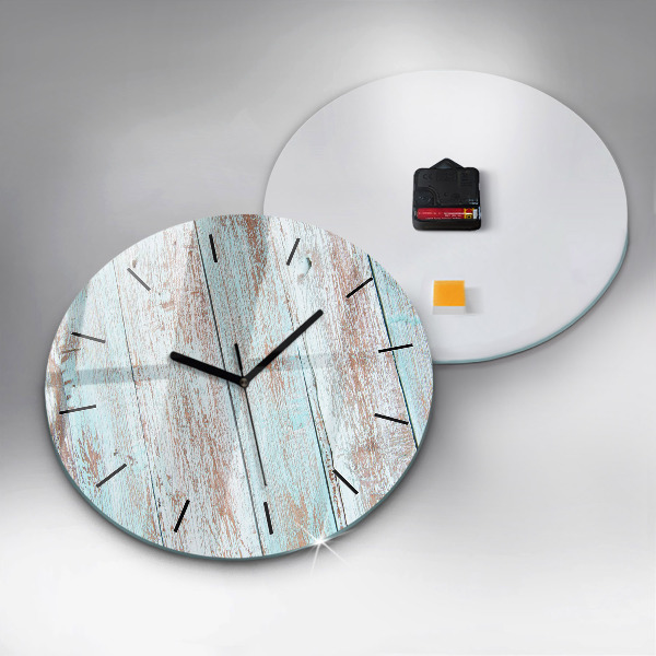 Round glass wall clock Pastel Wood