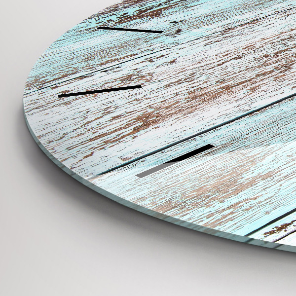 Round glass wall clock Pastel Wood