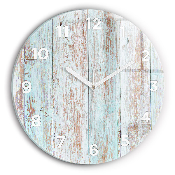Round glass wall clock Pastel Wood