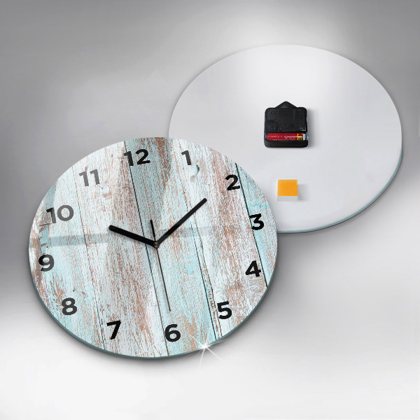 Round glass wall clock Pastel Wood