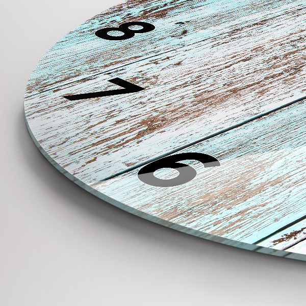 Round glass wall clock Pastel Wood