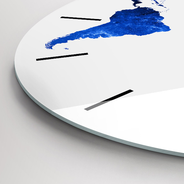 Round glass wall clock Space world map