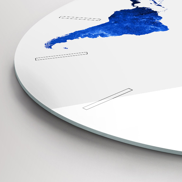 Round glass wall clock Space world map