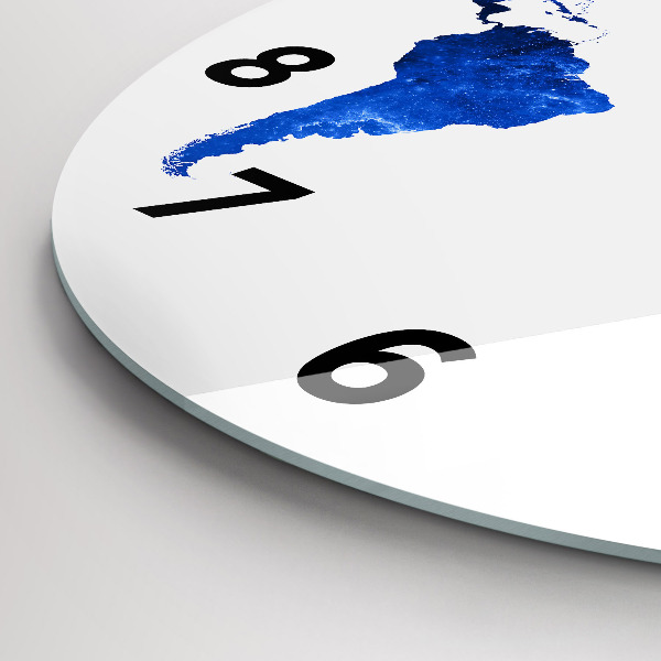 Round glass wall clock Space world map