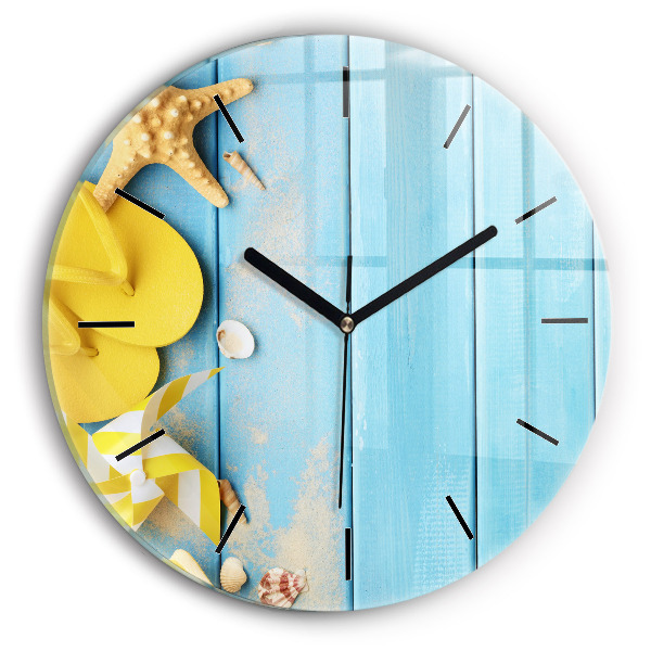 Round glass wall clock Beach accessories and boards
