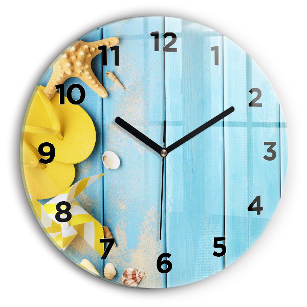Round glass wall clock Beach accessories and boards