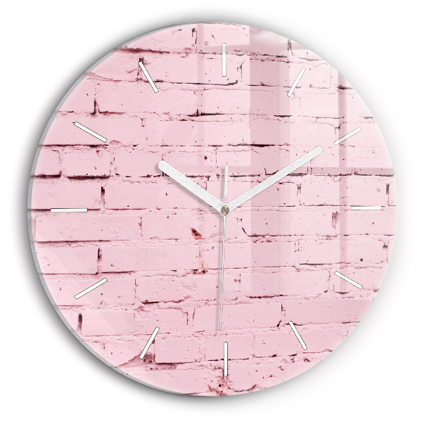 Round glass wall clock Brick wall