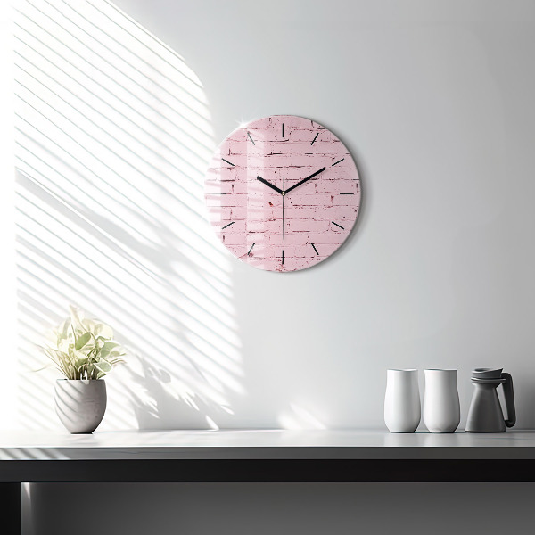 Round glass wall clock Brick wall