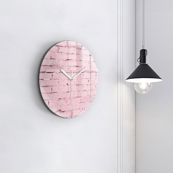 Round glass wall clock Brick wall