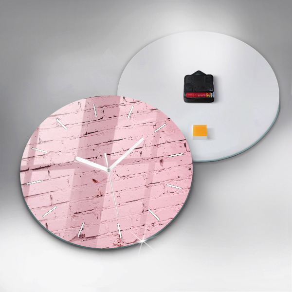 Round glass wall clock Brick wall