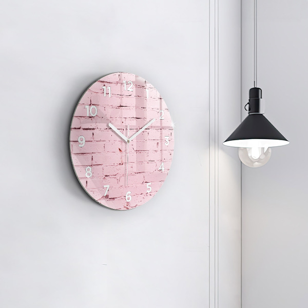 Round glass wall clock Brick wall