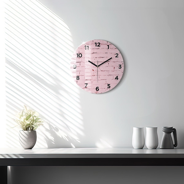Round glass wall clock Brick wall