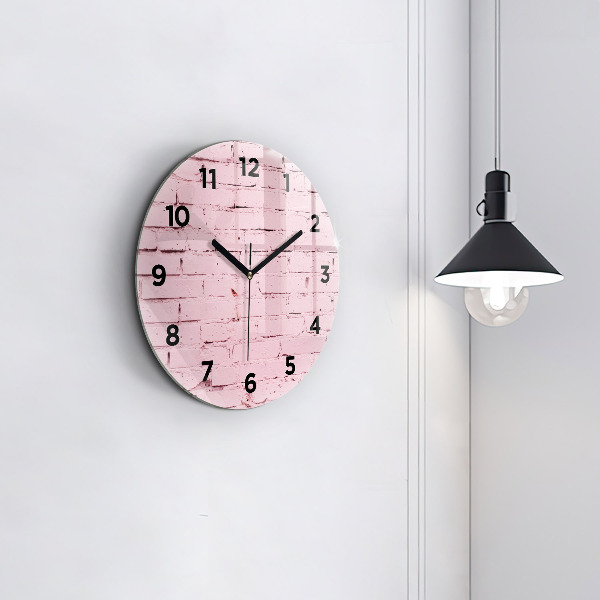 Round glass wall clock Brick wall