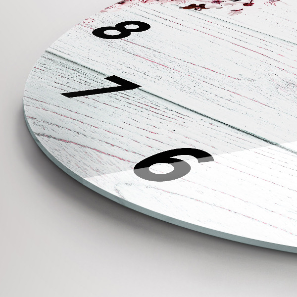 Round glass wall clock Spring flowers