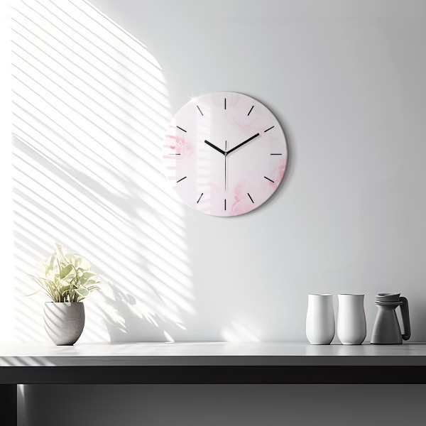 Round glass wall clock Blooming flowers