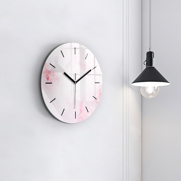 Round glass wall clock Blooming flowers