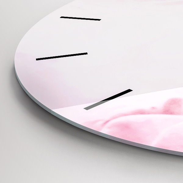 Round glass wall clock Blooming flowers