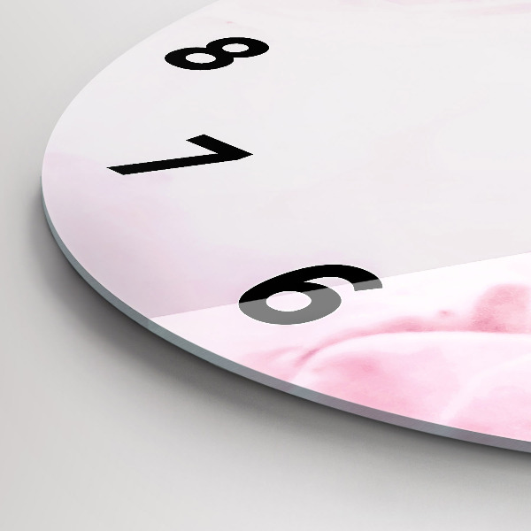 Round glass wall clock Blooming flowers