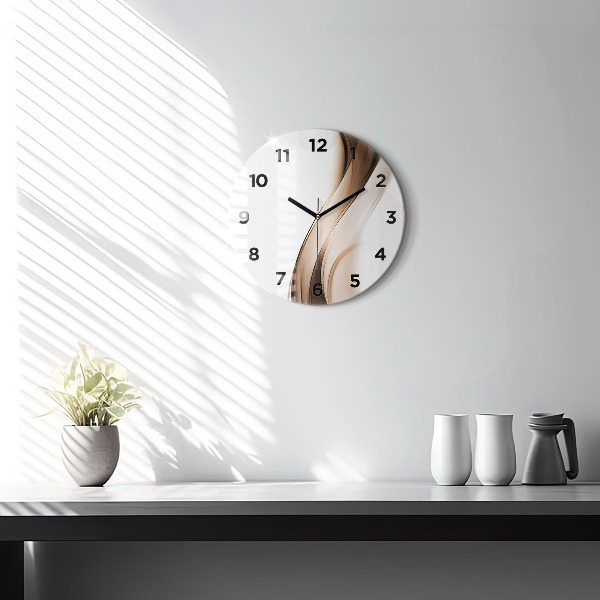 Round glass wall clock Abstraction line