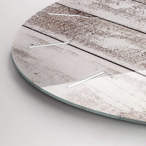 Round glass wall clock Light wood planks
