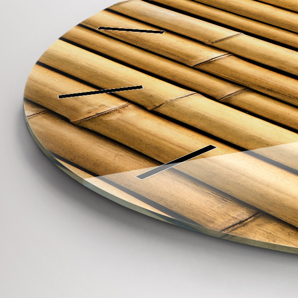 Round glass wall clock Bamboo sticks