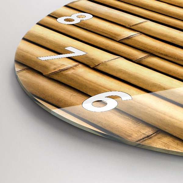 Round glass wall clock Bamboo sticks