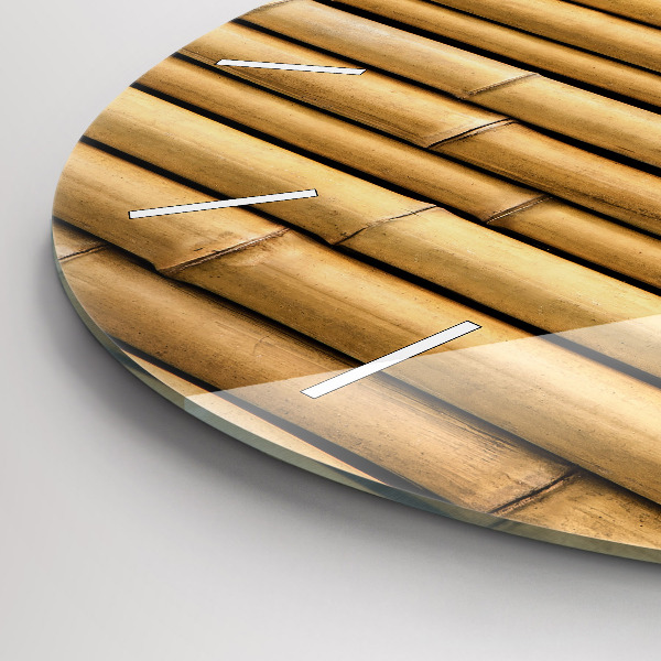 Round glass wall clock Bamboo sticks