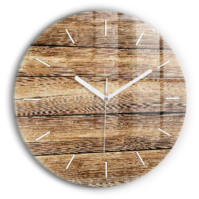 Round glass wall clock Wooden boards