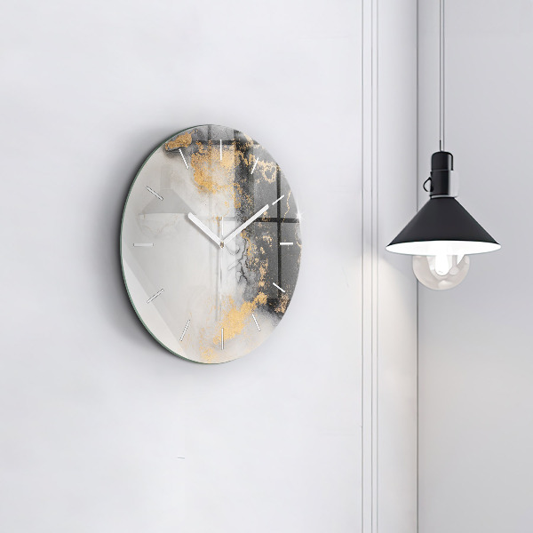 Round glass wall clock Artistic marble