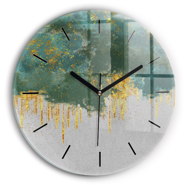 Round glass wall clock Decorative pattern