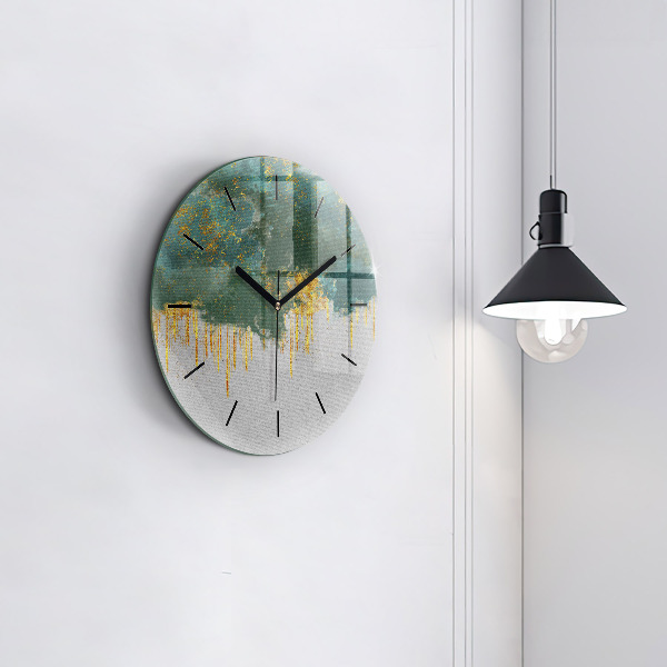 Round glass wall clock Decorative pattern