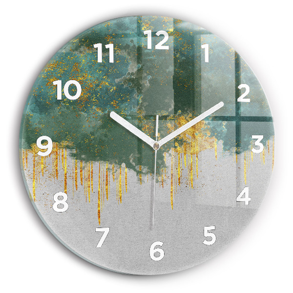 Round glass wall clock Decorative pattern