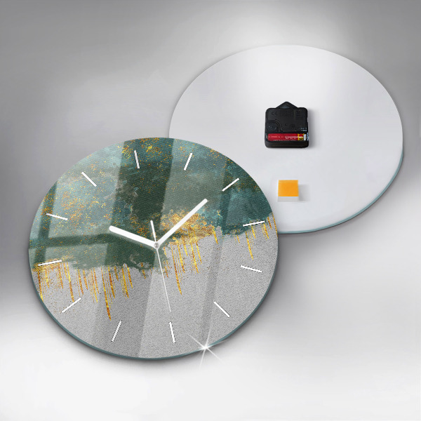 Round glass wall clock Decorative pattern