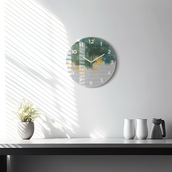 Round glass wall clock Decorative pattern