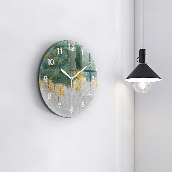 Round glass wall clock Decorative pattern