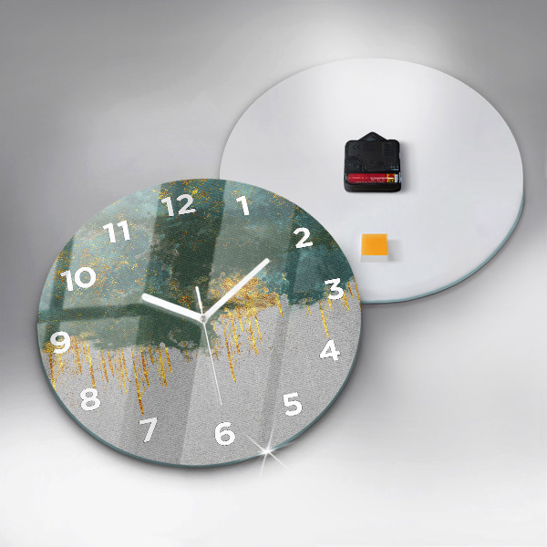 Round glass wall clock Decorative pattern