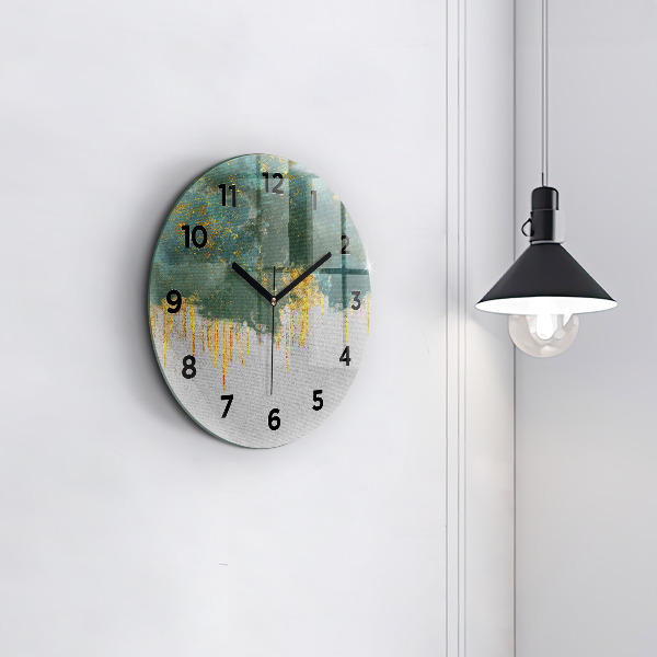 Round glass wall clock Decorative pattern