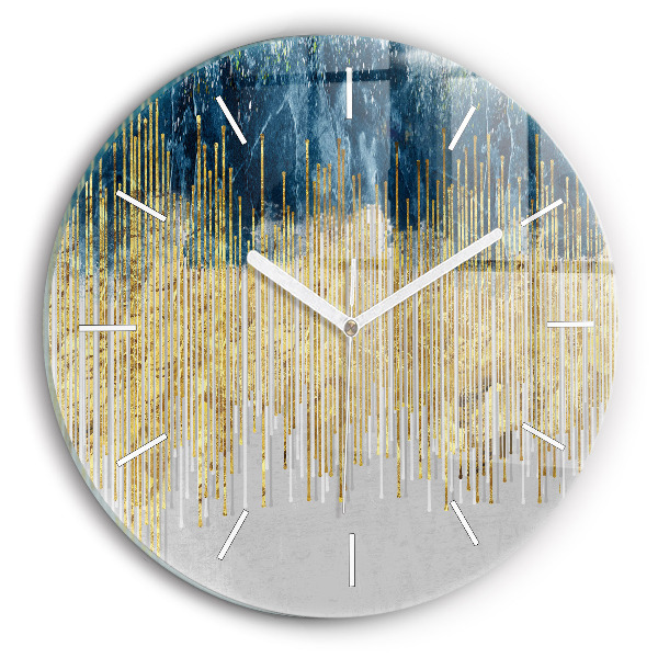 Round glass wall clock Decorative pattern and gold