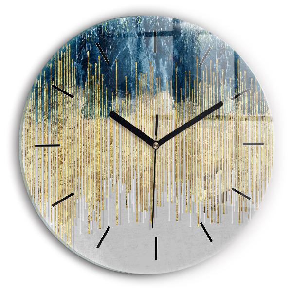 Round glass wall clock Decorative pattern and gold