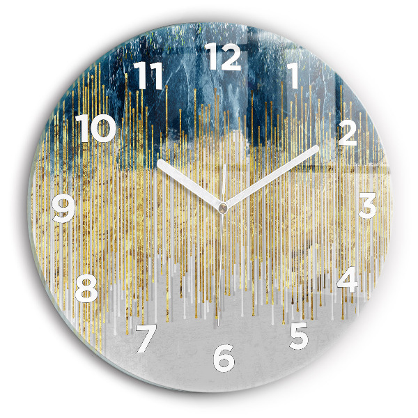 Round glass wall clock Decorative pattern and gold