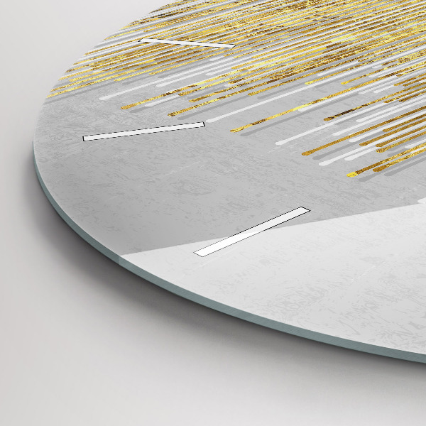 Round glass wall clock Decorative pattern and gold