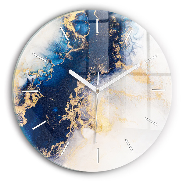 Round glass wall clock Marble pattern