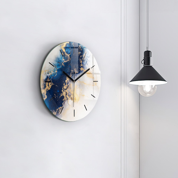 Round glass wall clock Marble pattern
