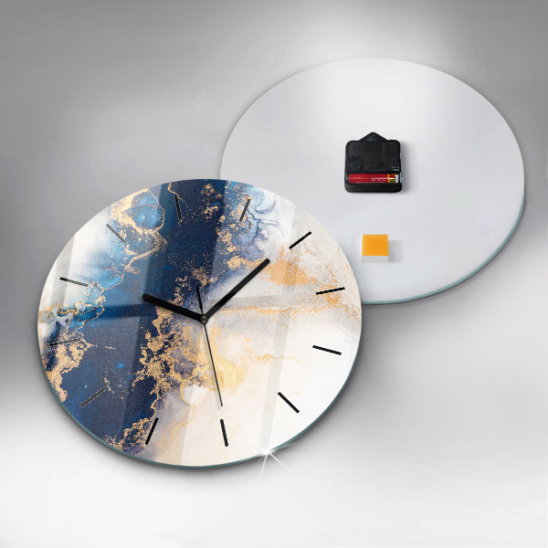 Round glass wall clock Marble pattern