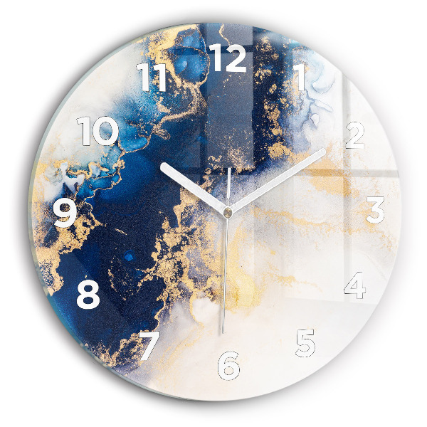 Round glass wall clock Marble pattern