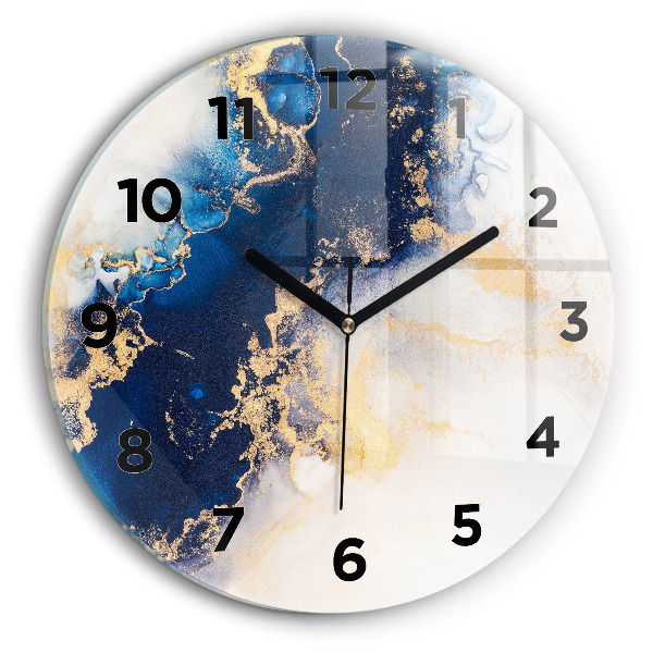 Round glass wall clock Marble pattern