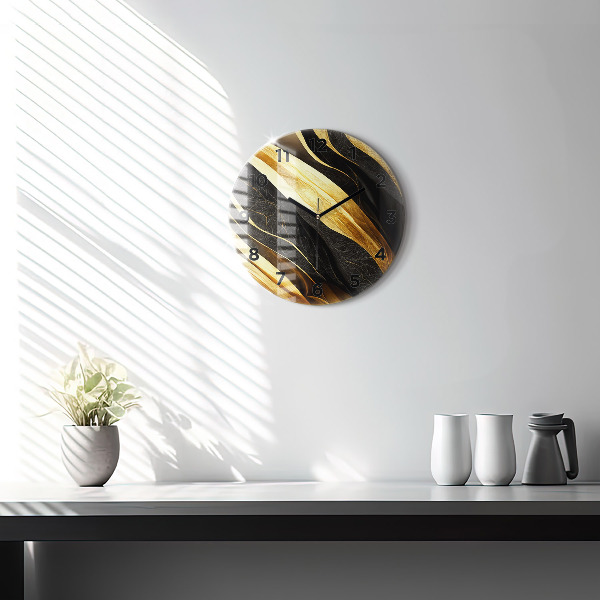 Round glass wall clock Elegant abstraction
