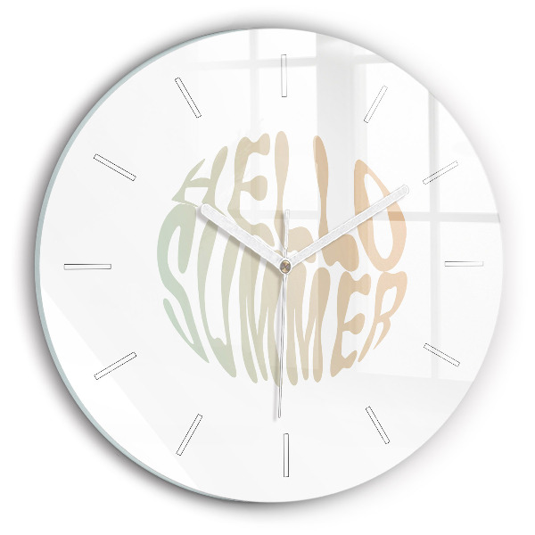 Round glass wall clock Hello Summer!